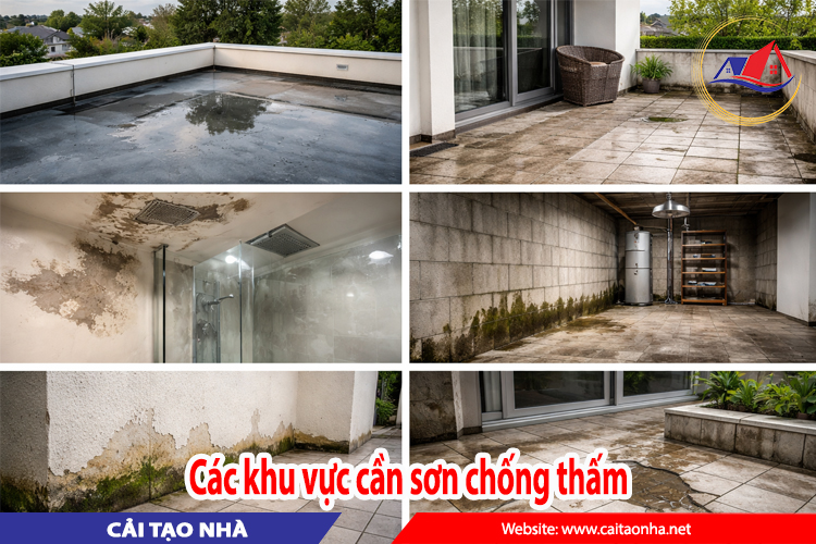 các khu vực cần sơn chống thấm