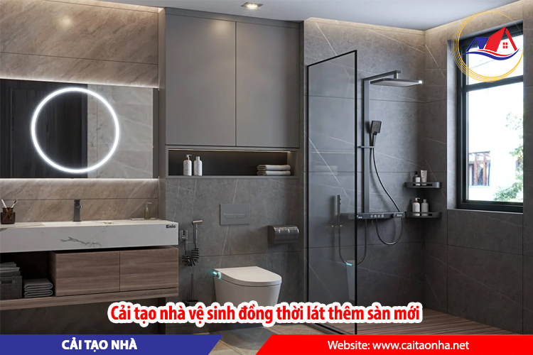 Cải tạo nhà vệ sinh đồng thời lát thêm sàn mới