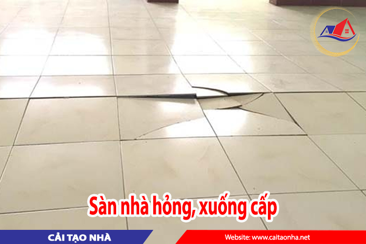 sàn nhà hỏng, xuống cấp