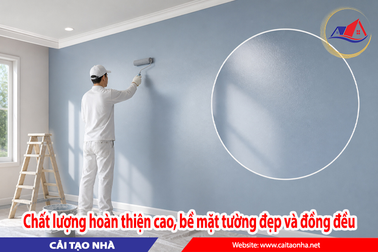 Chất lượng hoàn thiện cao, bề mặt tường đẹp và đồng đều