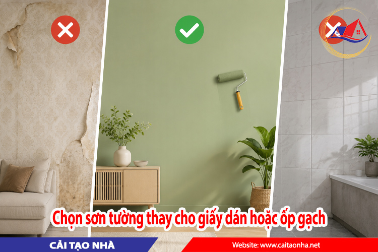 Chọn sơn tường thay cho giấy dán hoặc ốp gạch