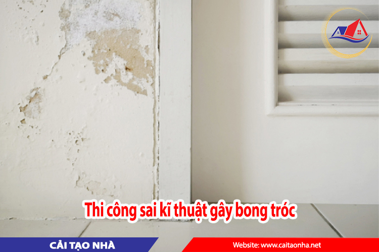 thi công sai kĩ thuật gây bong tróc