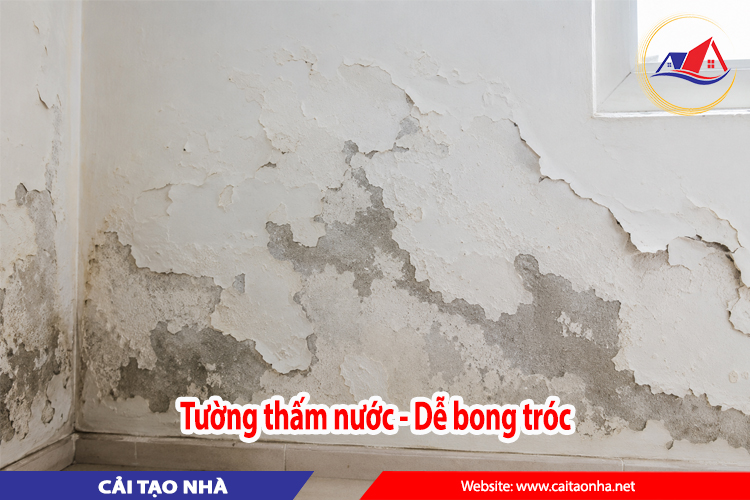 tường thấm nước dễ bong tróc
