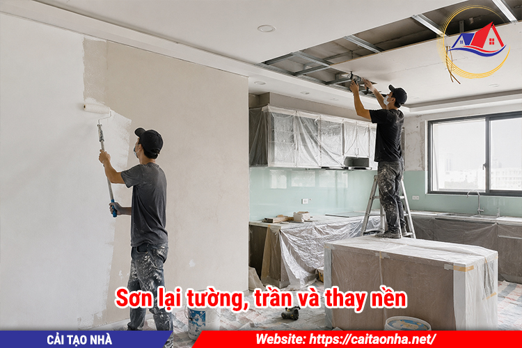 Sơn lại tường, trần và thay nền