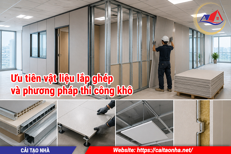 Ưu tiên vật liệu lắp ghép và phương pháp thi công khô