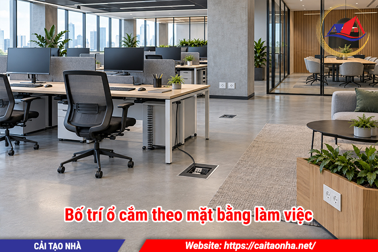 Bố trí ổ cắm theo mặt bằng làm việc