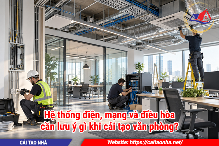 Hệ thống điện, mạng và điều hòa cần lưu ý gì khi cải tạo văn phòng?