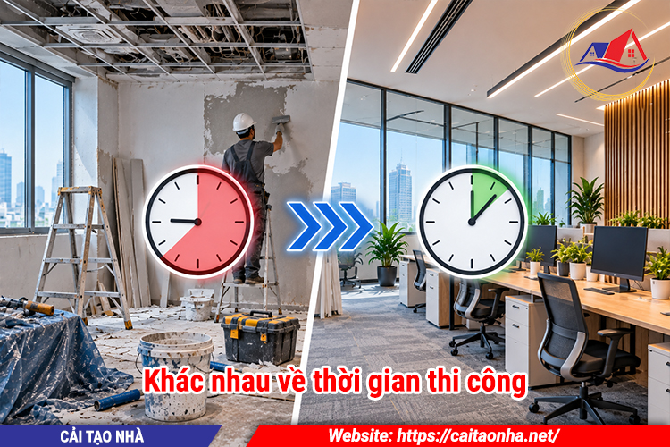 Khác nhau về thời gian thi công