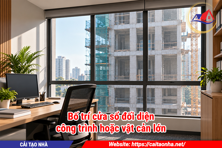 Bố trí cửa sổ đối diện công trình hoặc vật cản lớn