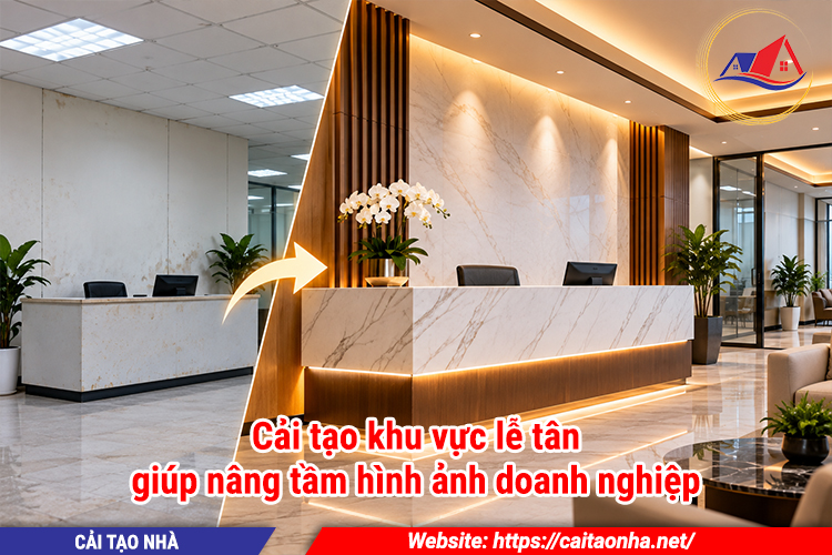 Cải tạo khu vực lễ tân giúp nâng tầm hình ảnh doanh nghiệp